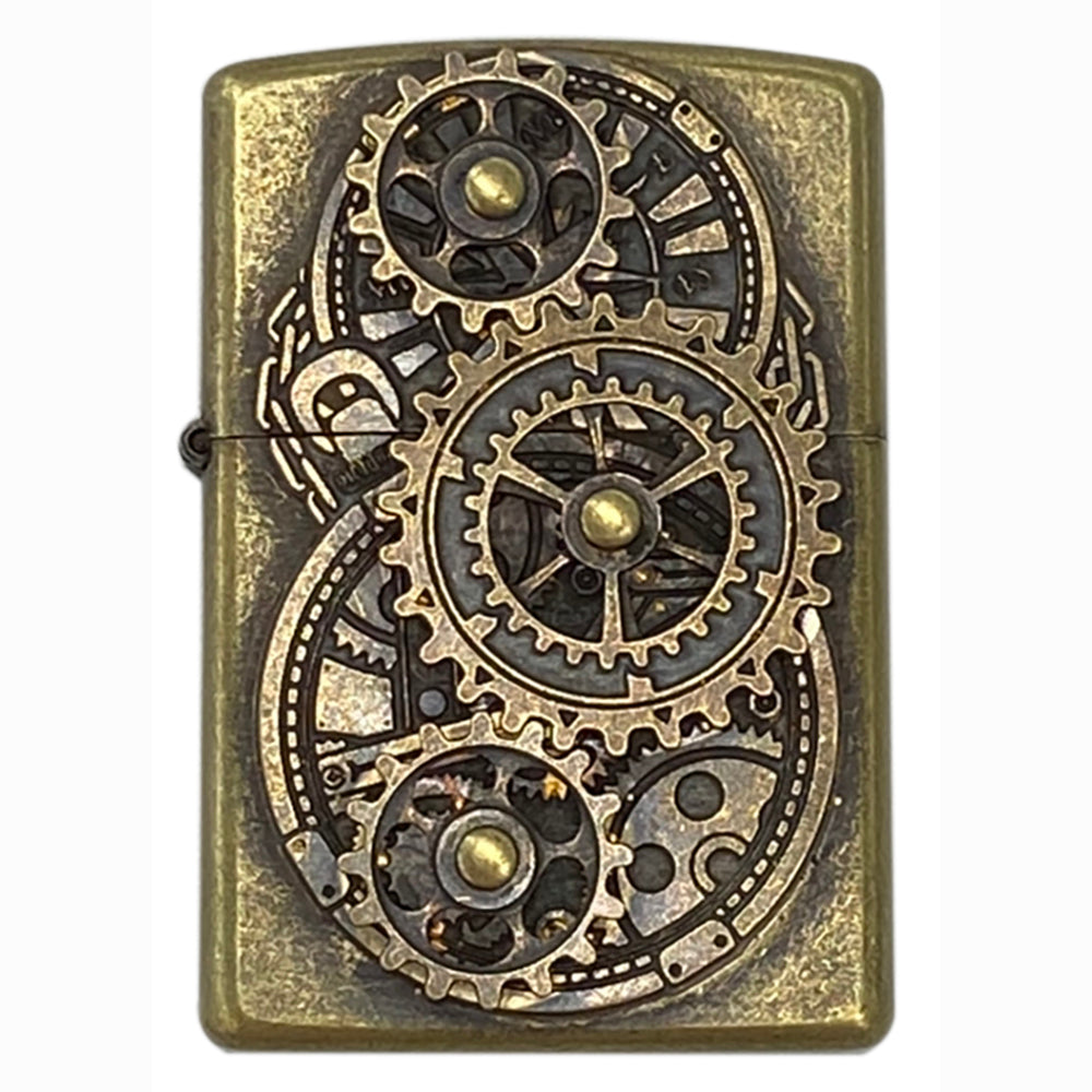 Zippo Lighter Antique Gear Metal Brass Barrel