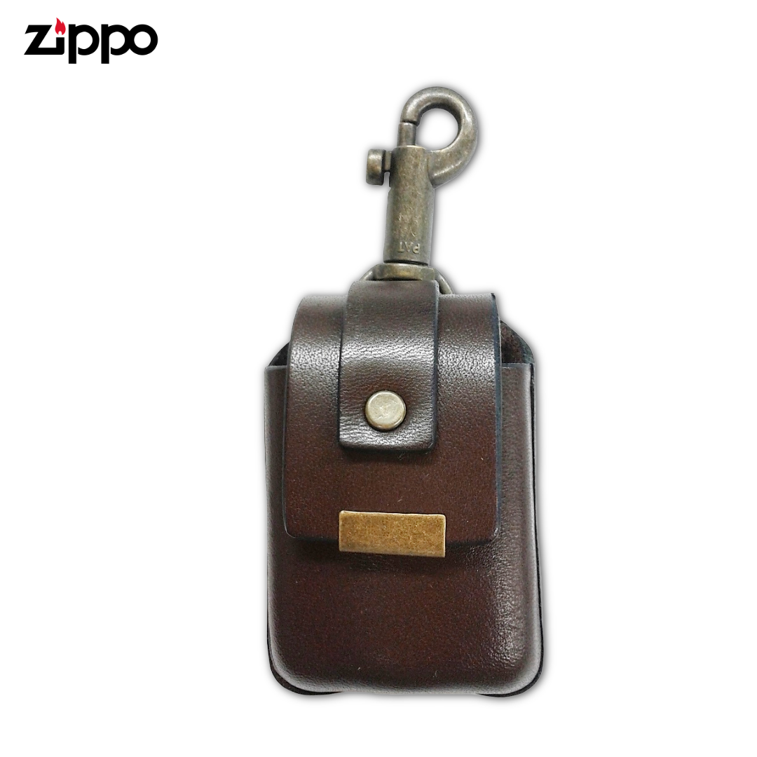 Brown Cowhide Leather Case for Zippo Lighter | Keychain Hook Made in Japan