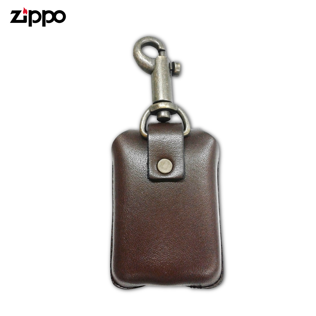 Brown Cowhide Leather Case for Zippo Lighter | Keychain Hook Made in Japan