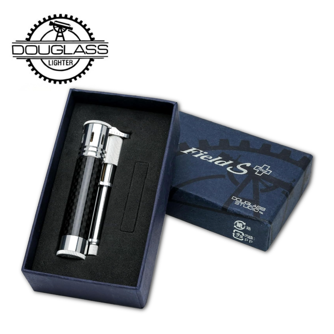 DOUGLASS Field S Plus Black Leather Oil Lighter – Water-Resistant Made in Japan