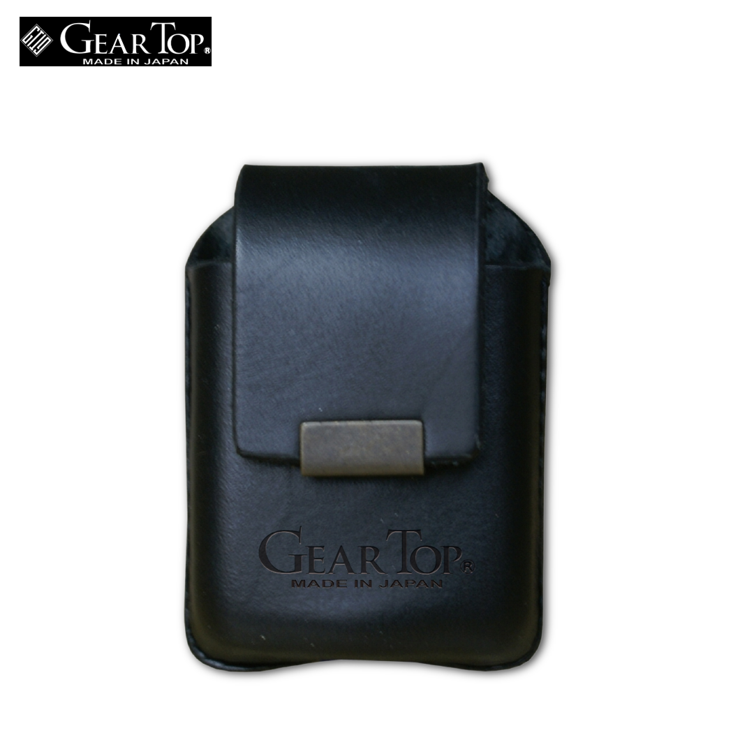 GEAR TOP GT-201 BK Black Cowhide Leather Lighter Case | Belt Loop