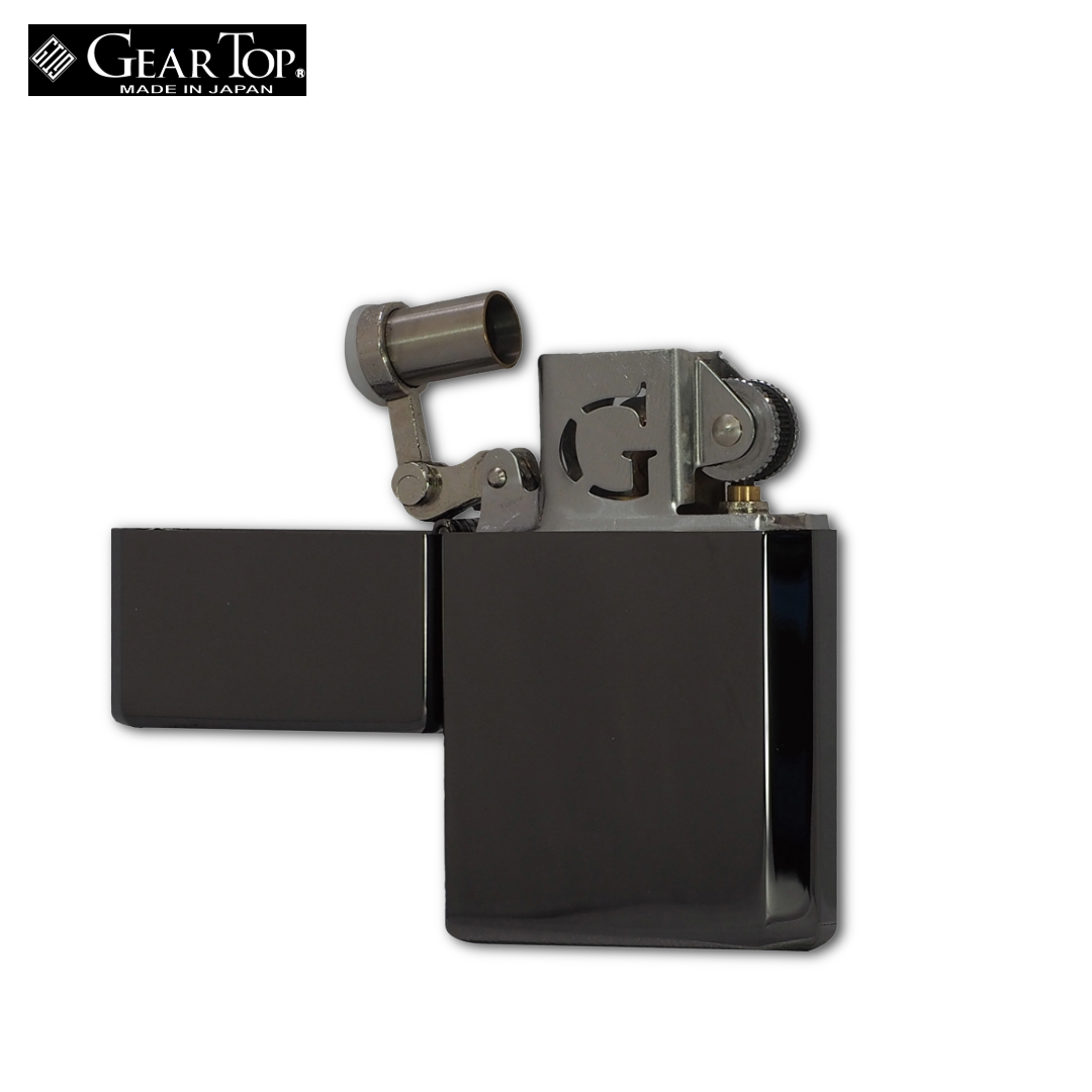 GEAR TOP GT1-04 Black Nickel Mirror Oil Lighter | GT-ARM Made in Japan