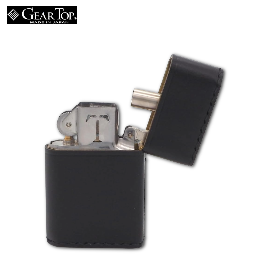 GEAR TOP GT5-05 Black Leather Oil Lighter | GT-ARM Made in Japan