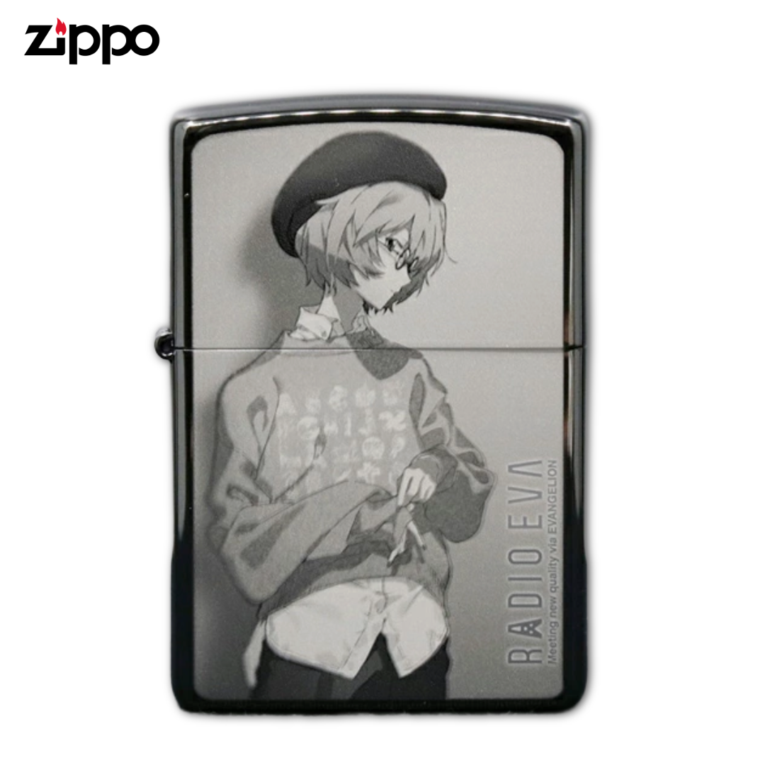 RADIO EVA x ZIPPO Rei Ayanami Lighter – Limited Edition Black Titanium Collectible with Serial Number