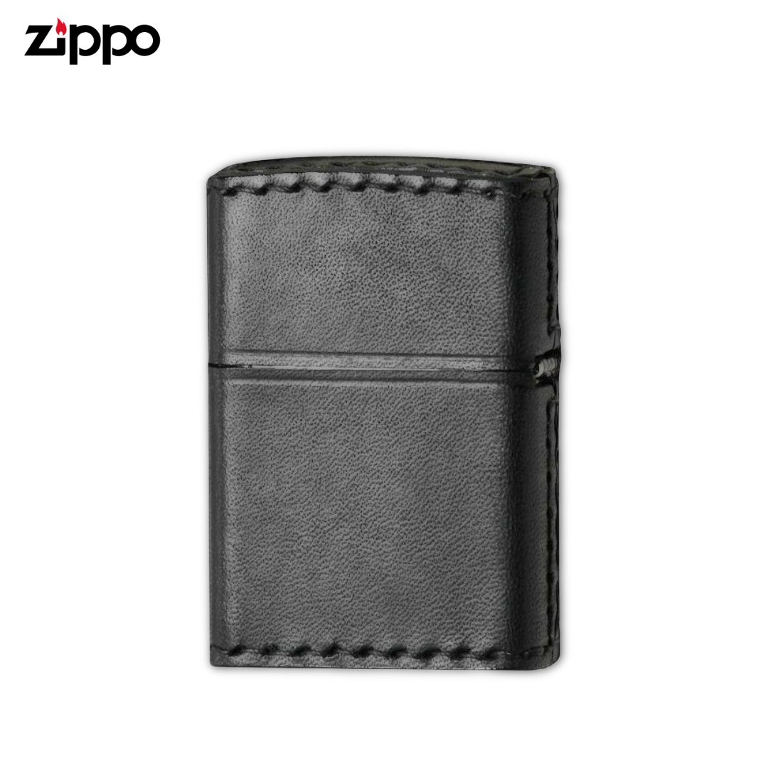 Zippo B-WS Windy Girl Black Leather Lighter | Silver Foil Stamp