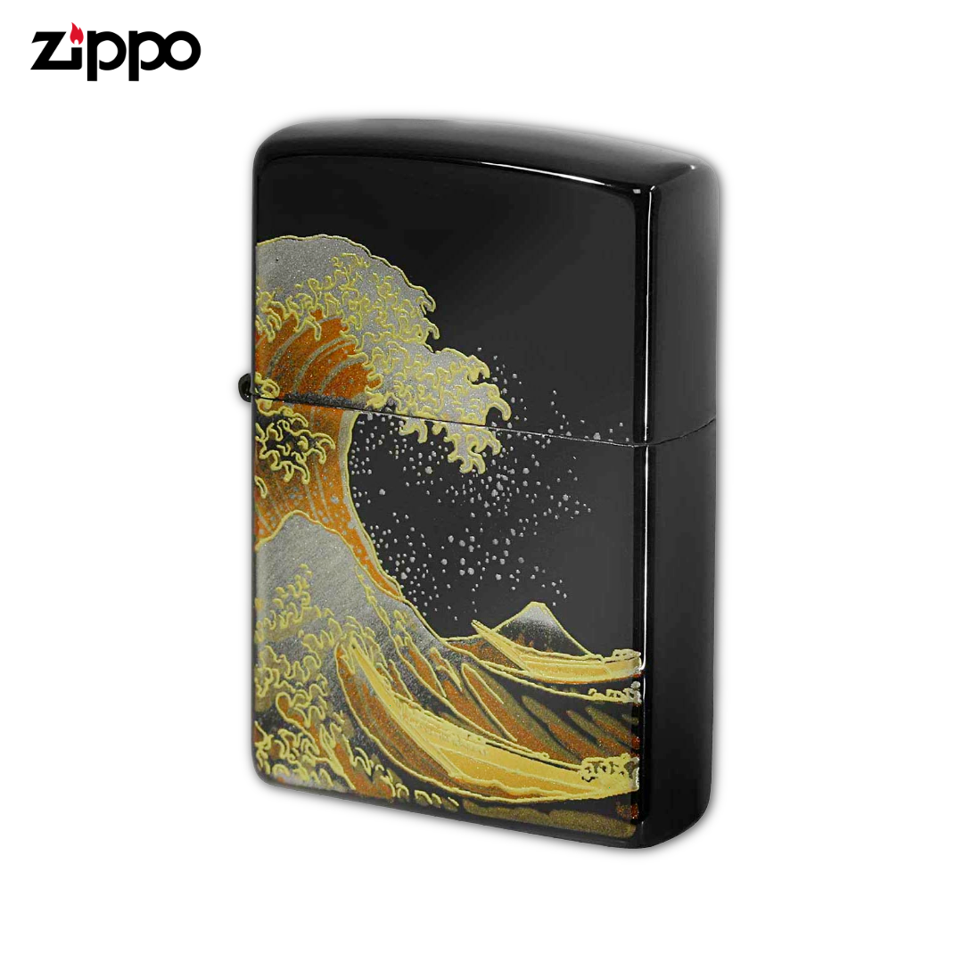 ZIPPO 2LA-NAMIFUJI Genuine Gold Makie Wave & Mt. Fuji Lighter – Traditional Japanese Craftsmanship