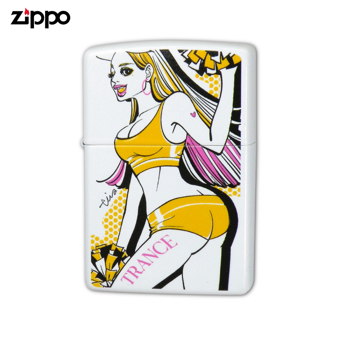 ZIPPO Trance Lady Cheerleader Girl Lighter by tica ishibashi – Japanese Model Oil Lighter White Pearl Finish