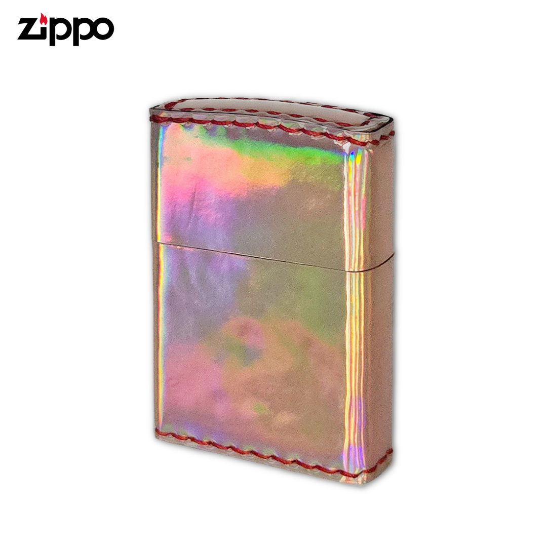 Zippo ZAU Pink Gold Aurora Lighter | PVC Enamel Leather Design