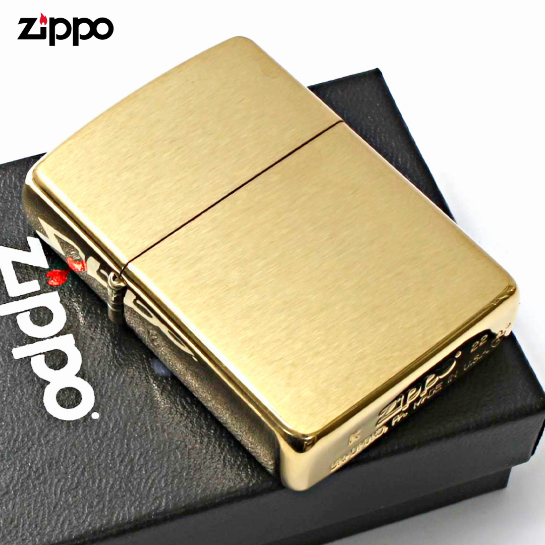 Zippo 168 Armor Brushed Brass Lighter | Clear-Coated Brass