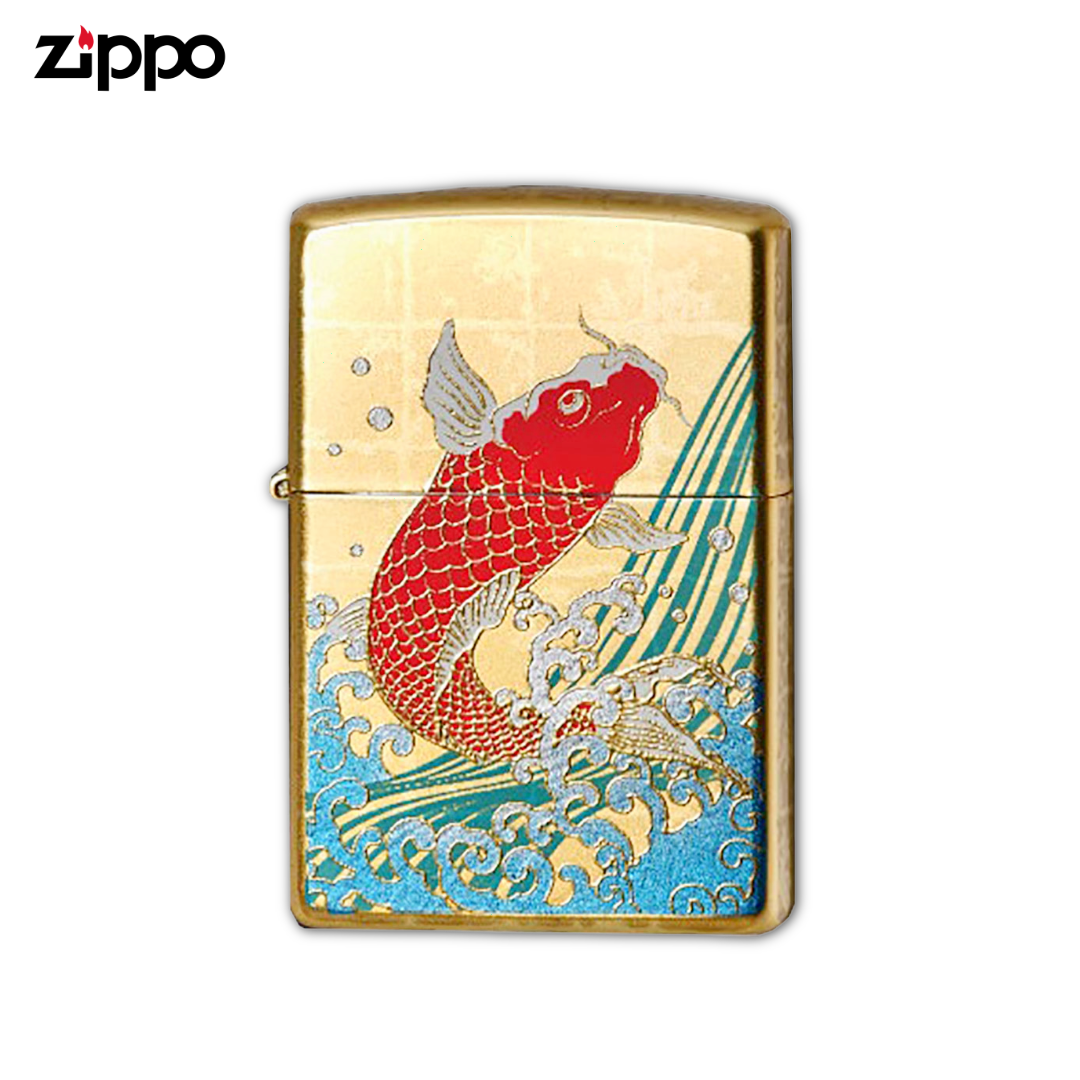 Zippo 2LAG-CARP Koi Carp Lighter | Genuine Gold Maki-e, Gold Insert, Made in USA