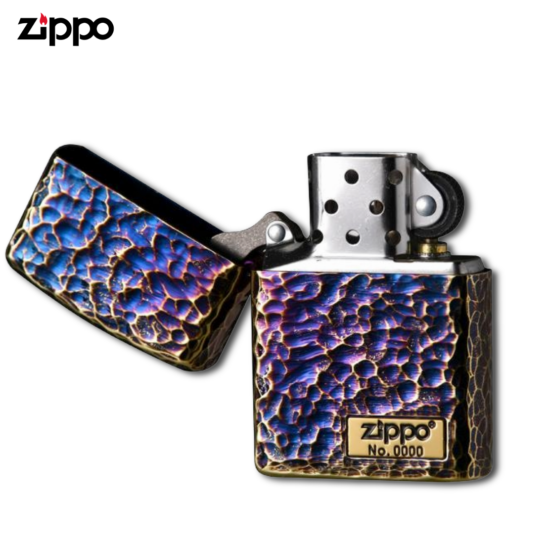 Zippo Armor 162GI-Z5HAMMER2 Hammered Gold Plated Lighter – 5 Side Finish