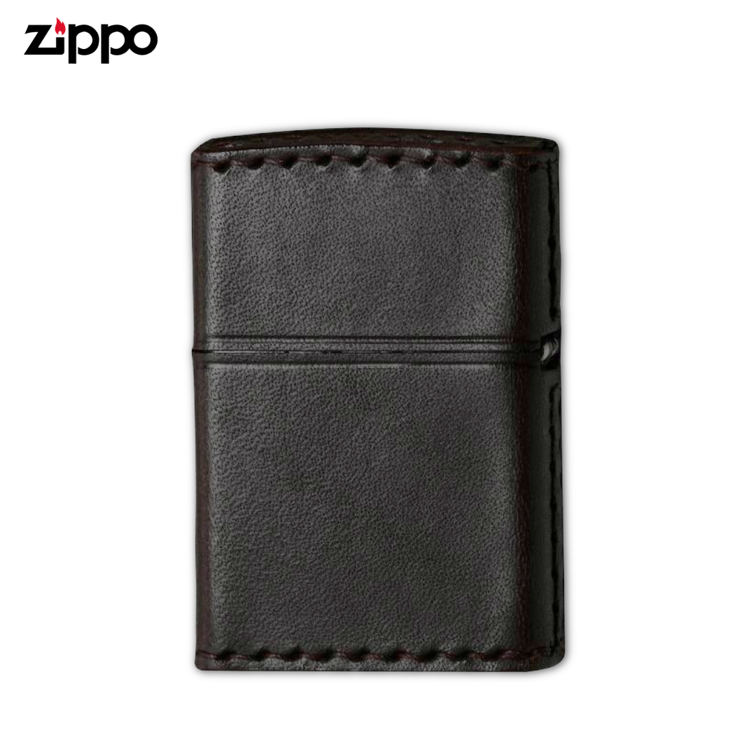 Zippo DB-WG Windy Girl Brown Leather-Wrapped Lighter | Gold Foil Stamp