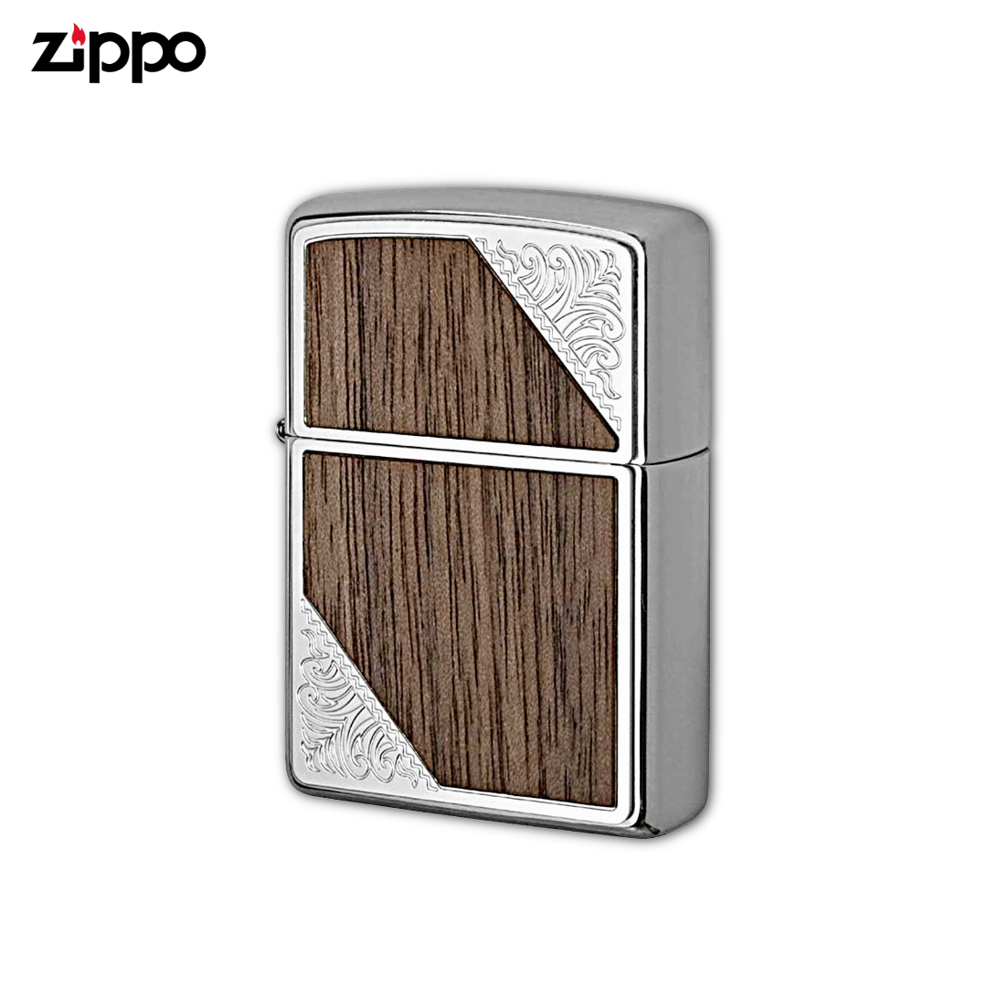 ZIPPOライター シルバーウッドメッキ 2SW-WOOD