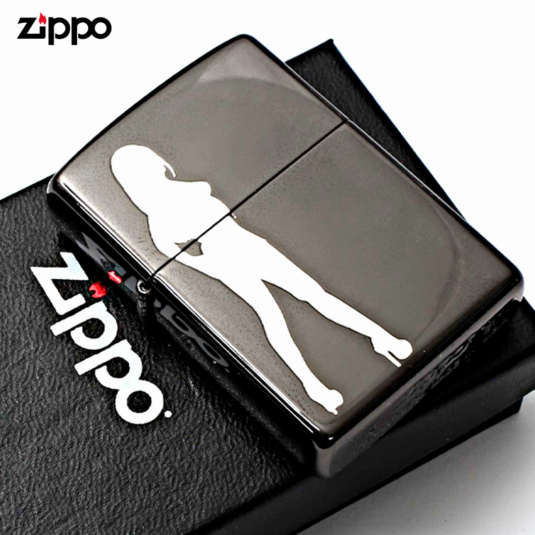 Zippo SG-KD Black Nickel Silhouette Lighter | Discontinued Stylish Figure Design Collectible