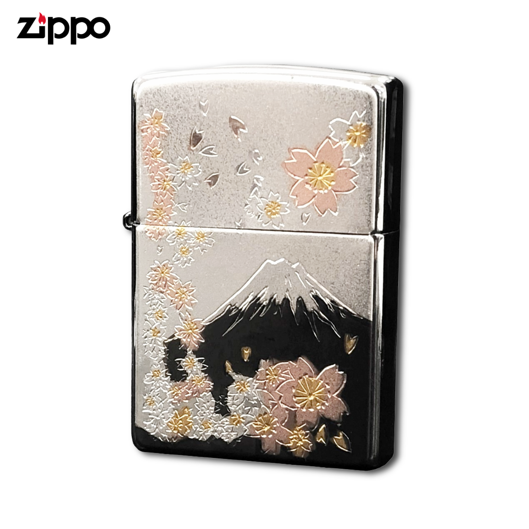 ZIPPO Electroforming Sakura & Mount Fuji Lighter – Traditional Japanes