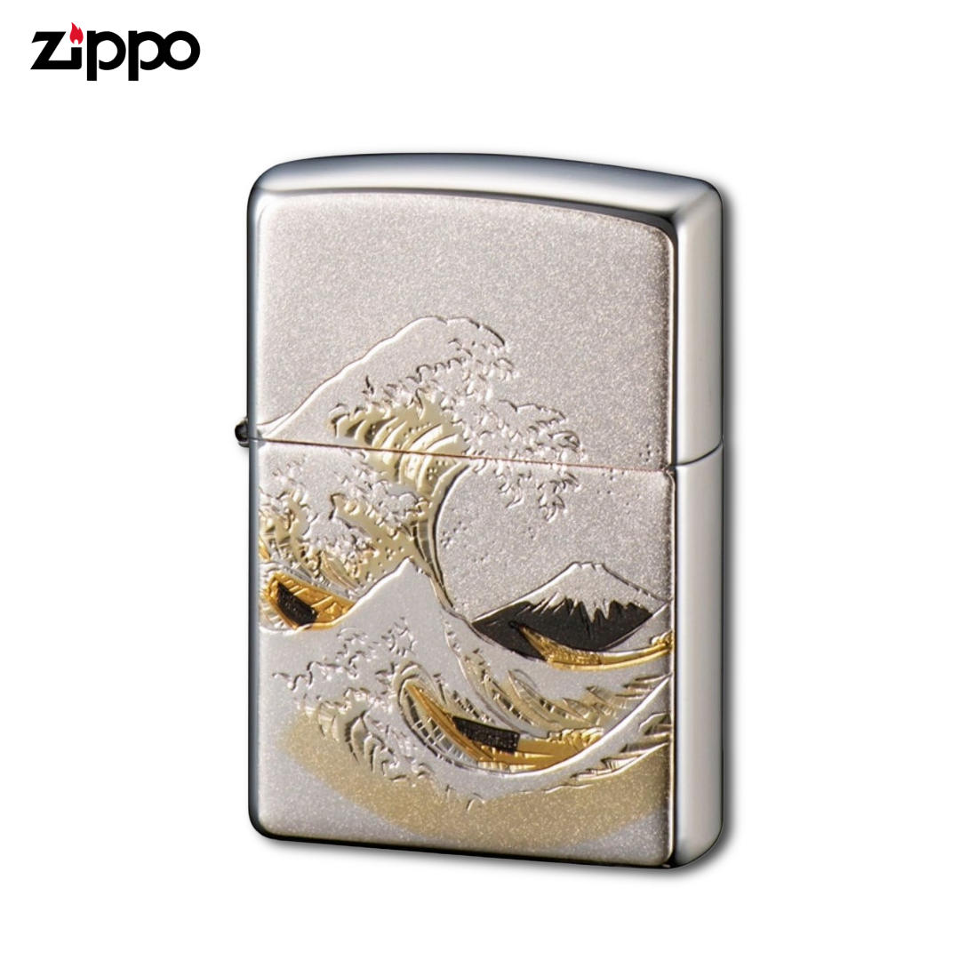 ZIPPO Electroforming Wave & Mt. Fuji Lighter – Hokusai Inspired Japane