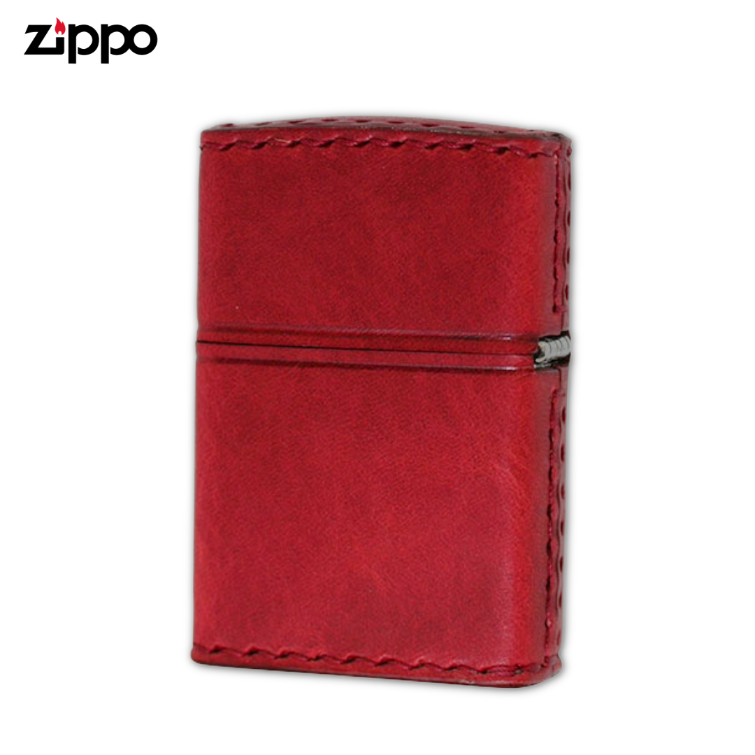 ZIPPO RD-7 ダメージレッド レザーラップライター – ハンドメイド 月桂樹 本革 Zippo