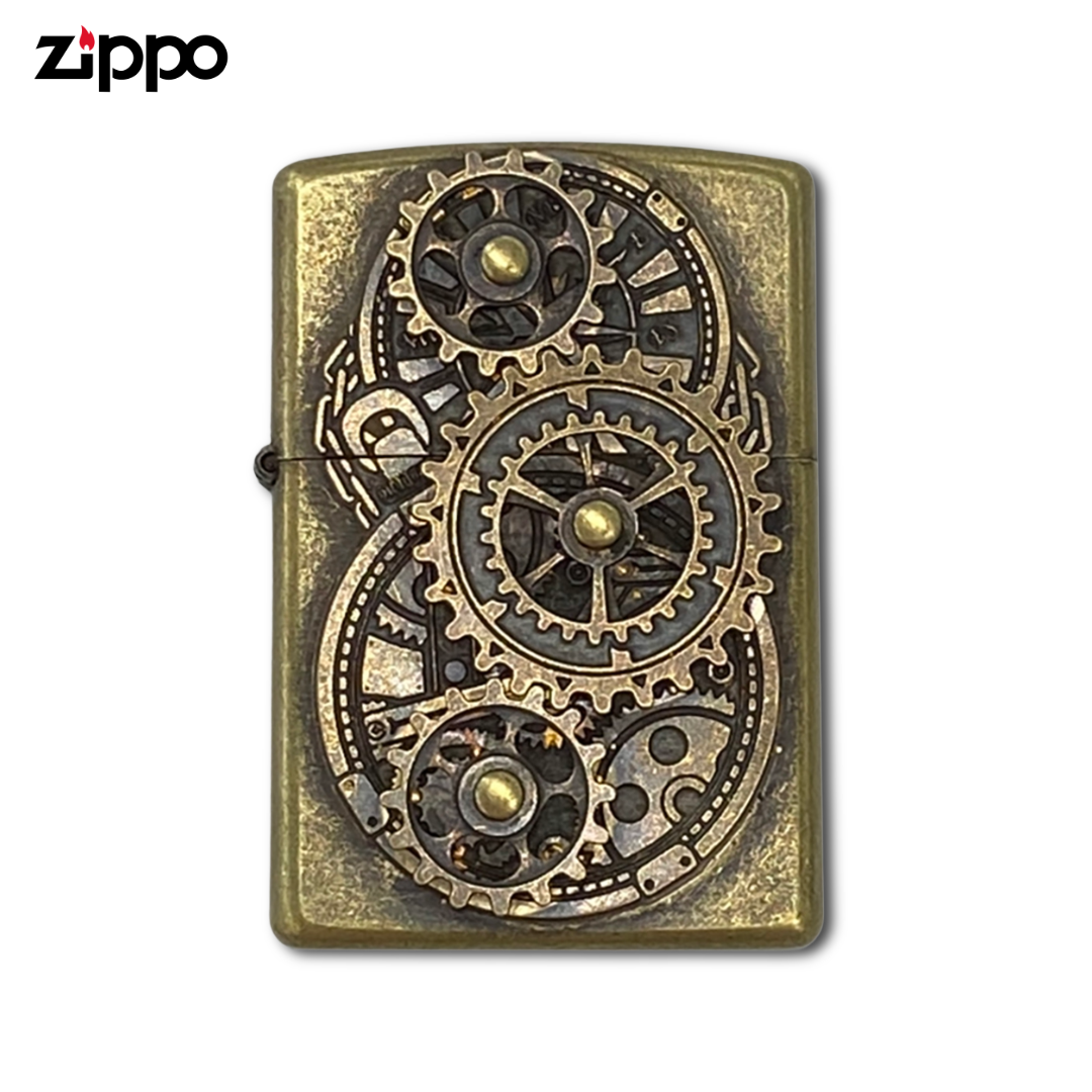 ZIPPO ライター アンティーク ギア メタル ブラスバレル
