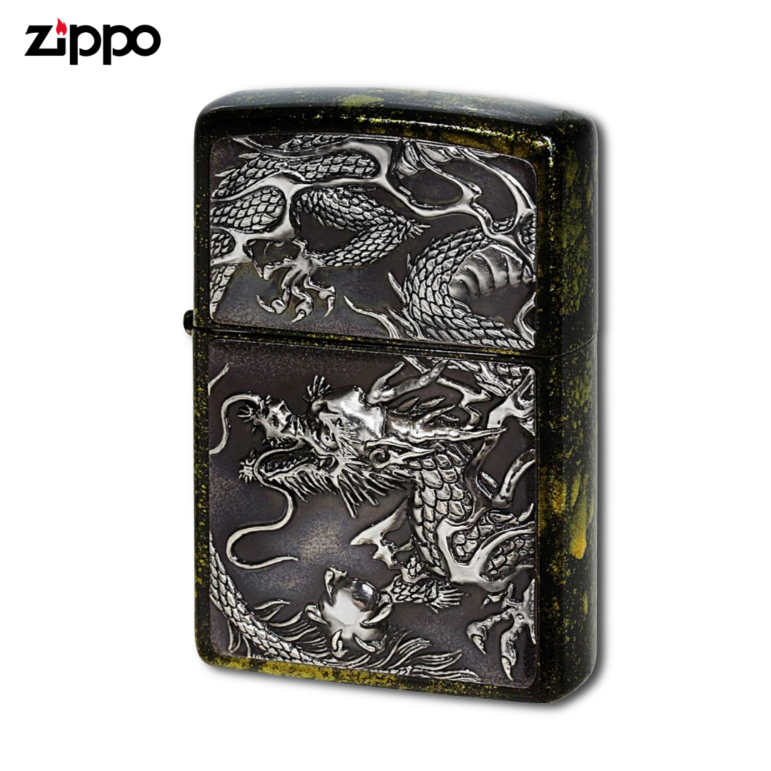 ZIPPO Rise Metal Dragon Gold – Japanese Lacquer Art Dragon Lighter wit