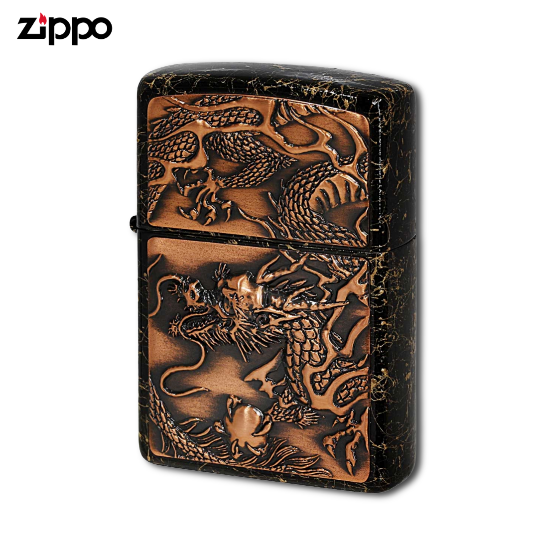 ZIPPO ライズメタル龍 赤 – エッチング加工メタルデザインと日本漆 