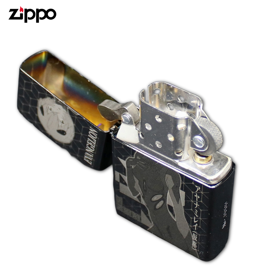 ZIPPO Evangelion Rei Ayanami Black Titanium Lighter – Micro Laser Engraved Japanese Anime Collectible