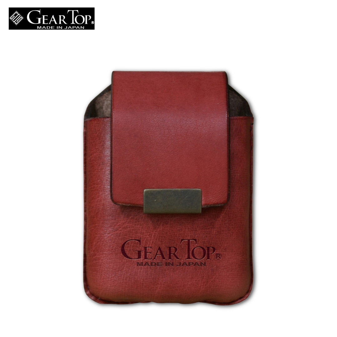 GEAR TOP GT-203 RD Red Cowhide Leather Lighter Case | Belt Loop