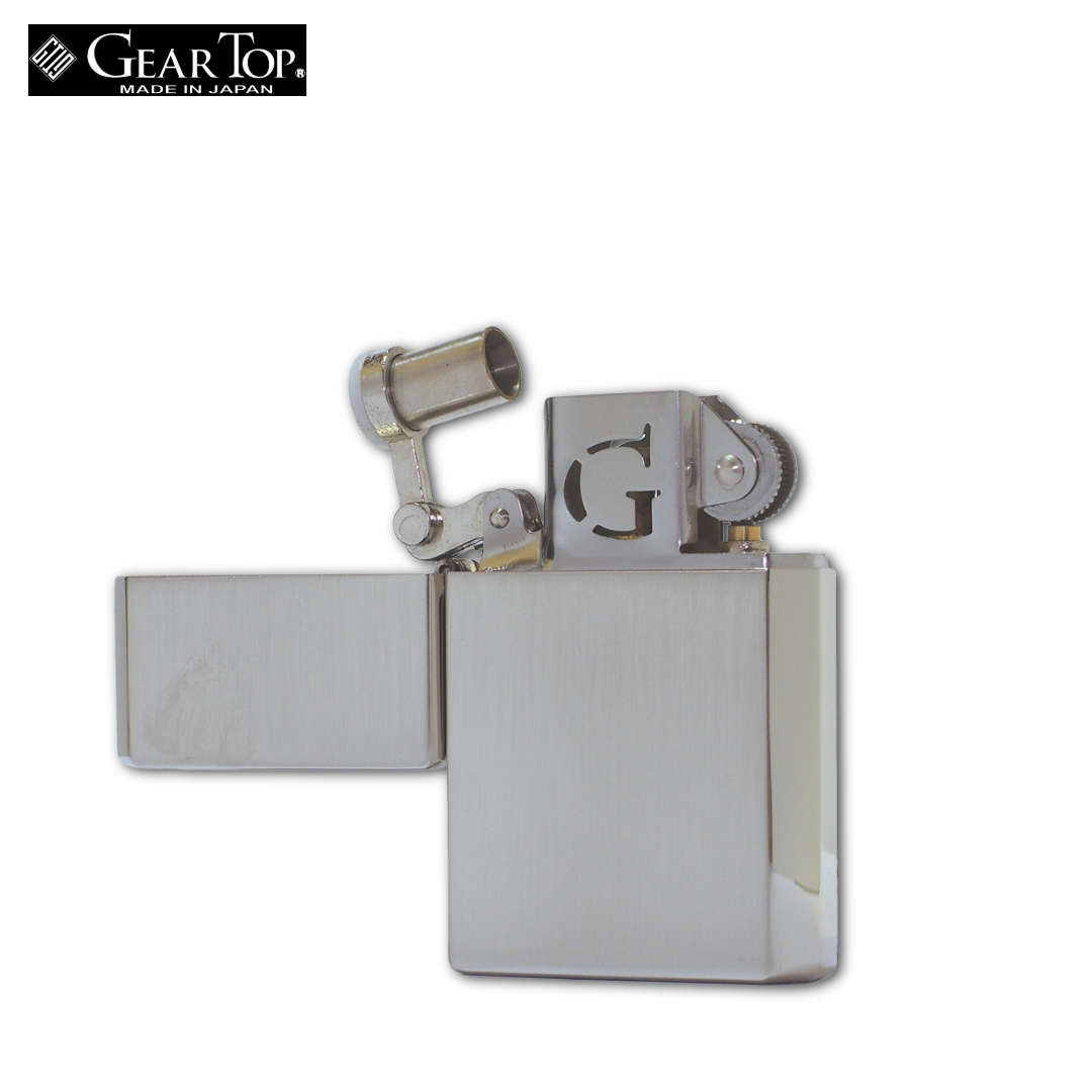 GEAR TOP GT1-02 Nickel Satin Oil Lighter | GT-ARM Made in Japan