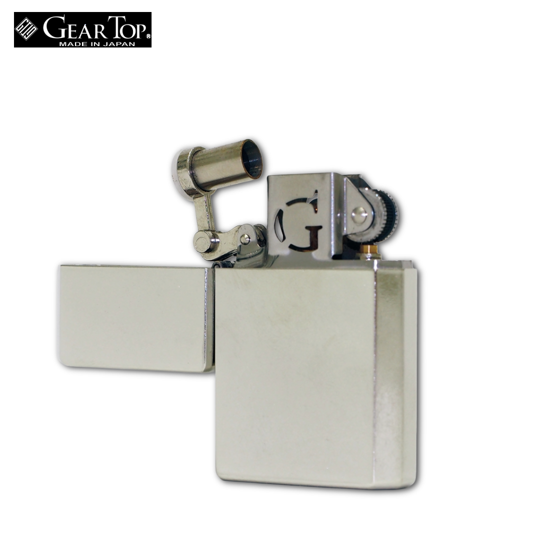 GEAR TOP GT1-03 Nickel Barrel Oil Lighter | Antique Silver Made in Japan