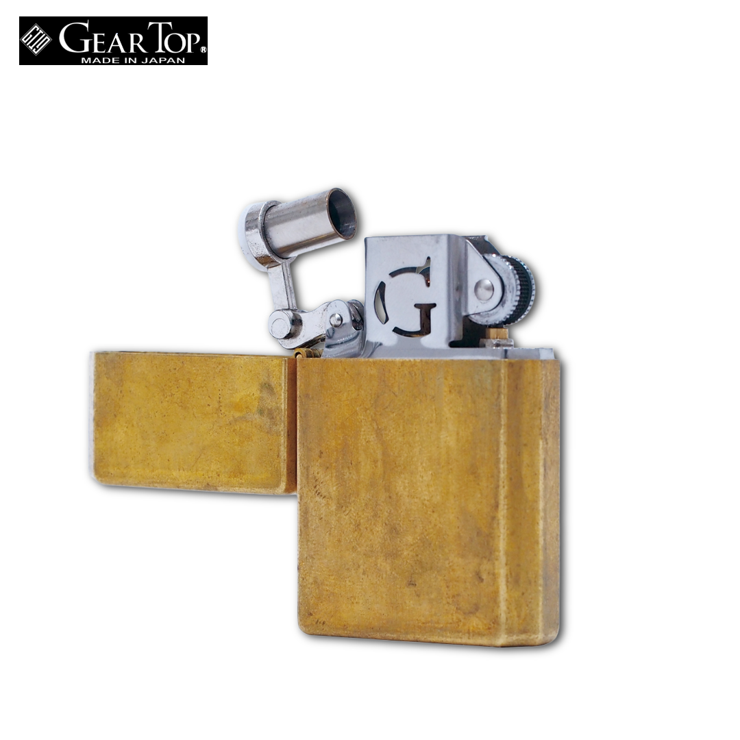 GEAR TOP GT1-08 Wild Brass Oil Lighter | Uncoated Brass Patina Finish