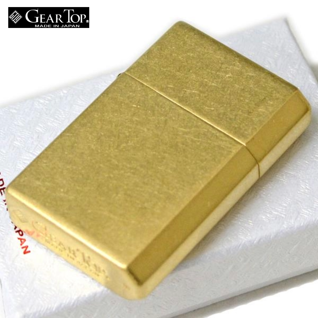 GEAR TOP GT1-09 Brass Barrel Oil Lighter | Antique Gold Made in Japan