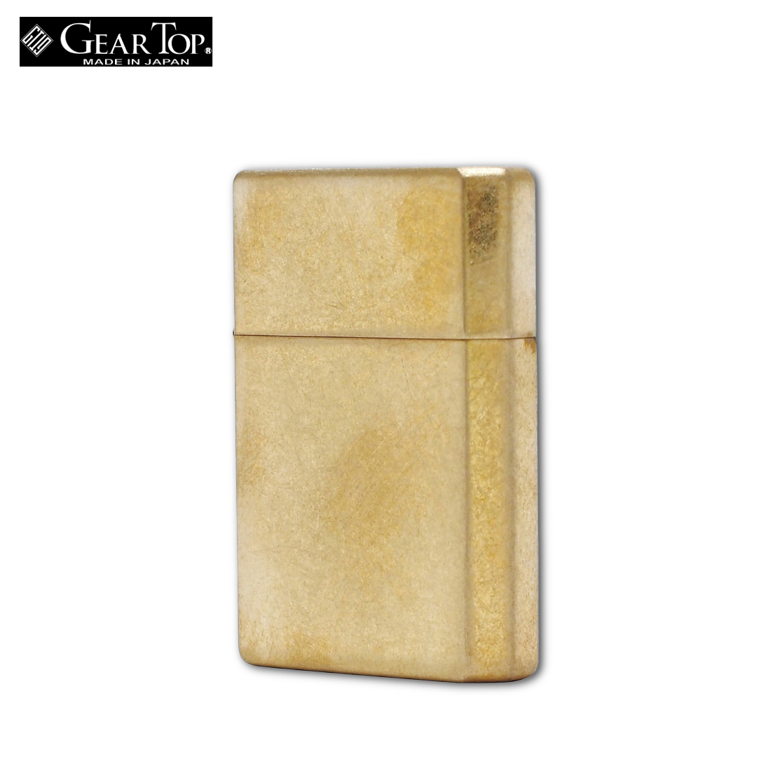 GEAR TOP GT1-09 Brass Barrel Oil Lighter | Antique Gold Made in Japan