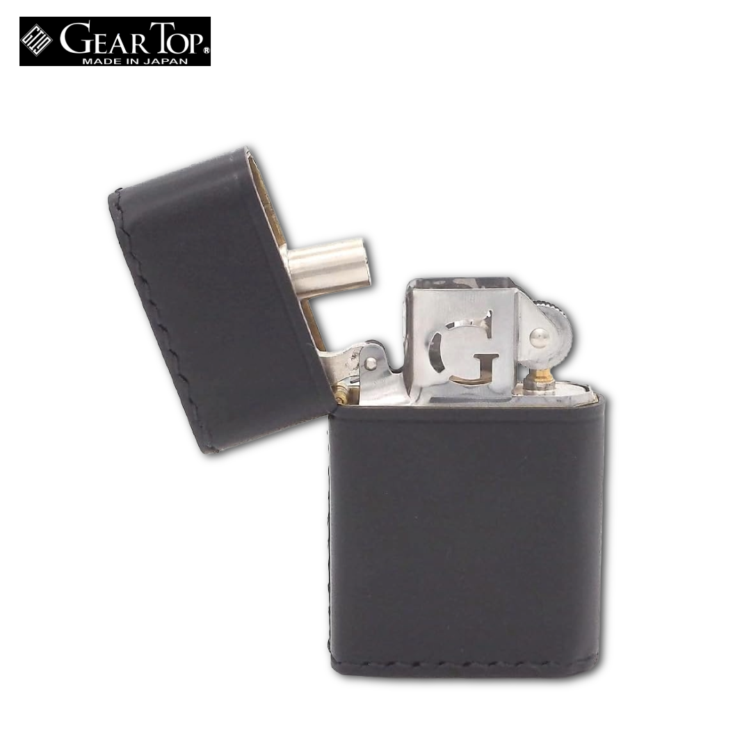 GEAR TOP GT5-05 Black Leather Oil Lighter | GT-ARM Made in Japan
