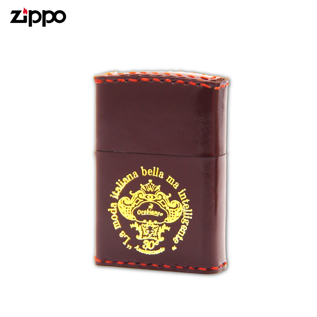 Orobianco ORZ-030BR 30th Anniversary Brown Leather-Wrapped Zippo Lighter