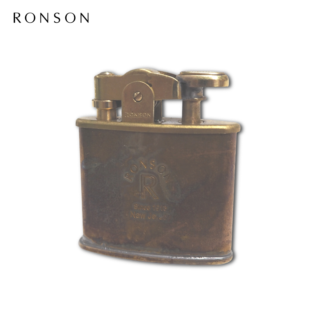 RONSON Standard Wild Brass R02-M010 Oil Lighter | Uncoated Brass Patina Finish