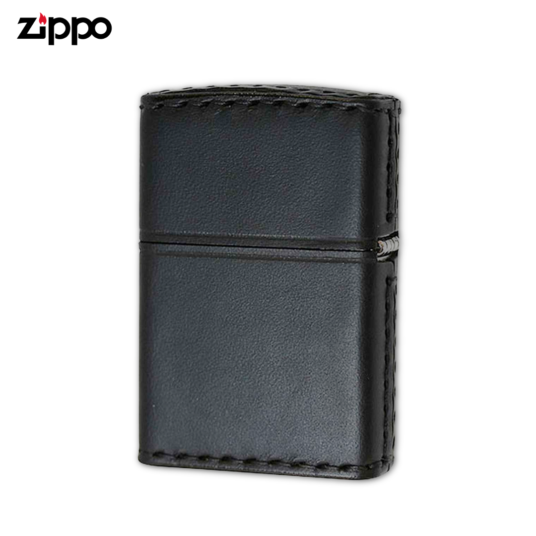 ZIPPO B-7 Black Genuine Leather Wrap Lighter – Handmade Laurel Design Windproof Zippo