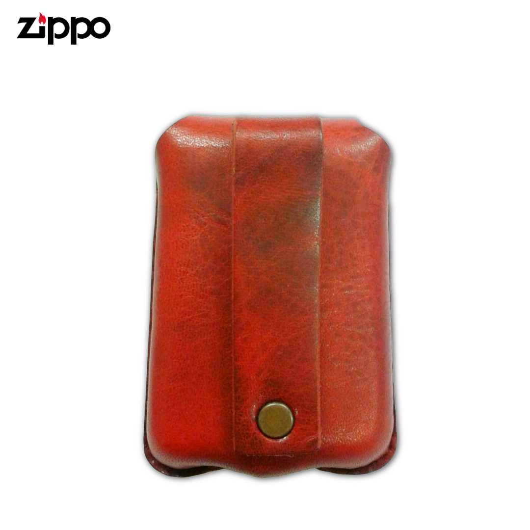 Red Cowhide Leather Case for Zippo Lighter | Fixed Belt Loop