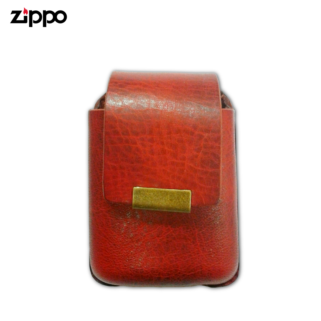 Red Cowhide Leather Case for Zippo Lighter | Fixed Belt Loop