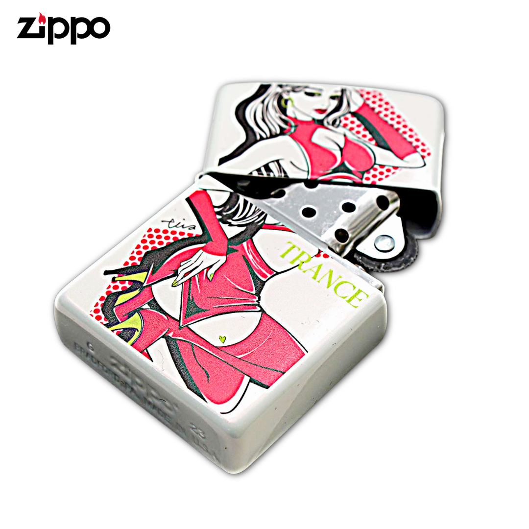 ZIPPO TRANCE LADY レースクイーン ライター by 石橋忠（日本人ファッションイラストレーターコラボ）| ホワイトパール Zippo