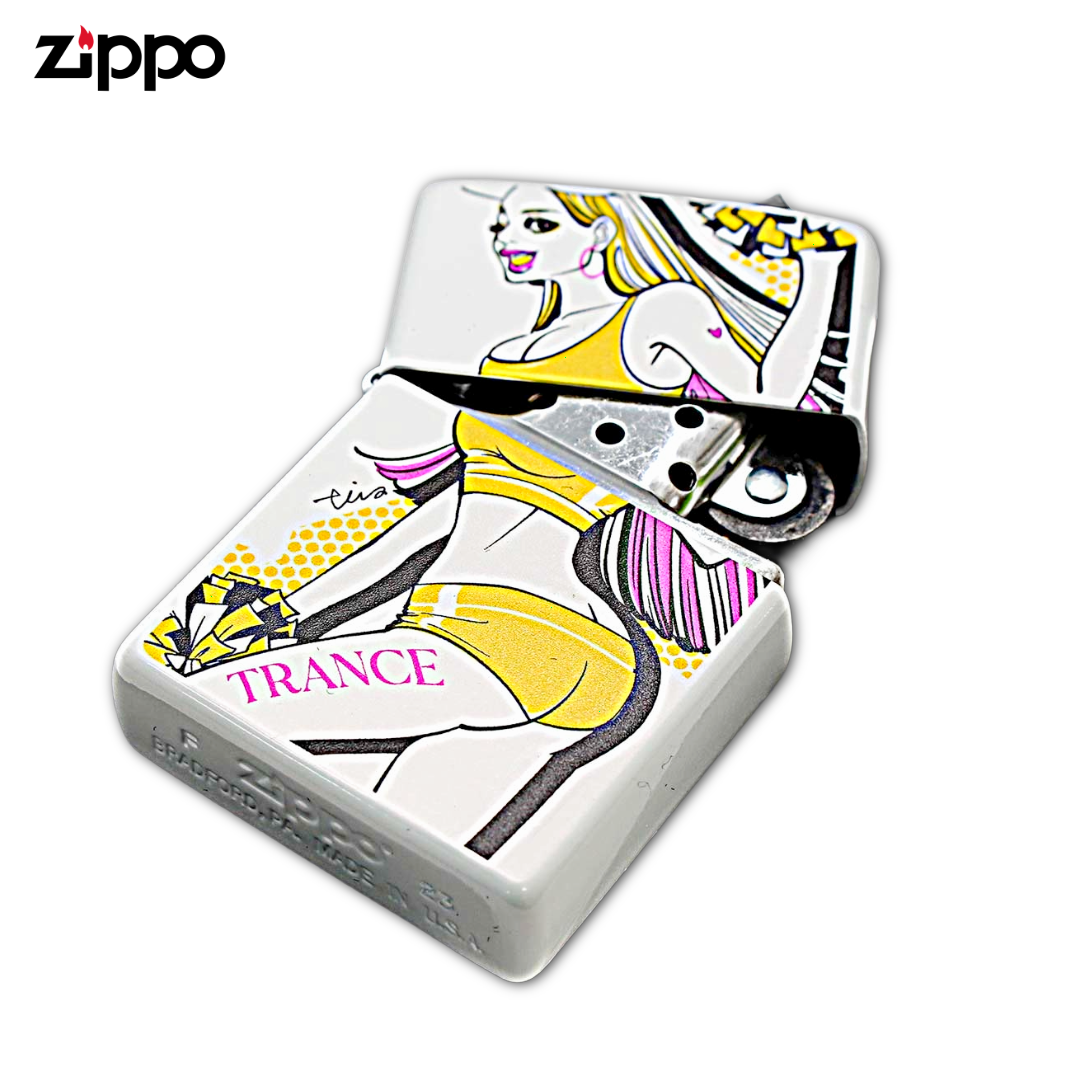 ZIPPO トランスレディ チアリーダーガール ライター tica ishibashi作 日本人モデル オイルライター ホワイトパール仕上げ