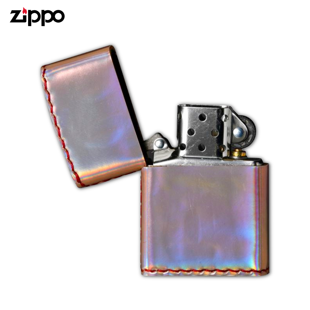 Zippo ZAU Pink Gold Aurora Lighter | PVC Enamel Leather Design