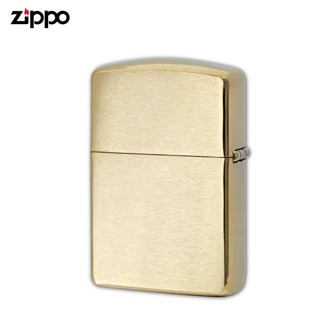 Zippo 168 Armor Brushed Brass Lighter | Clear-Coated Brass