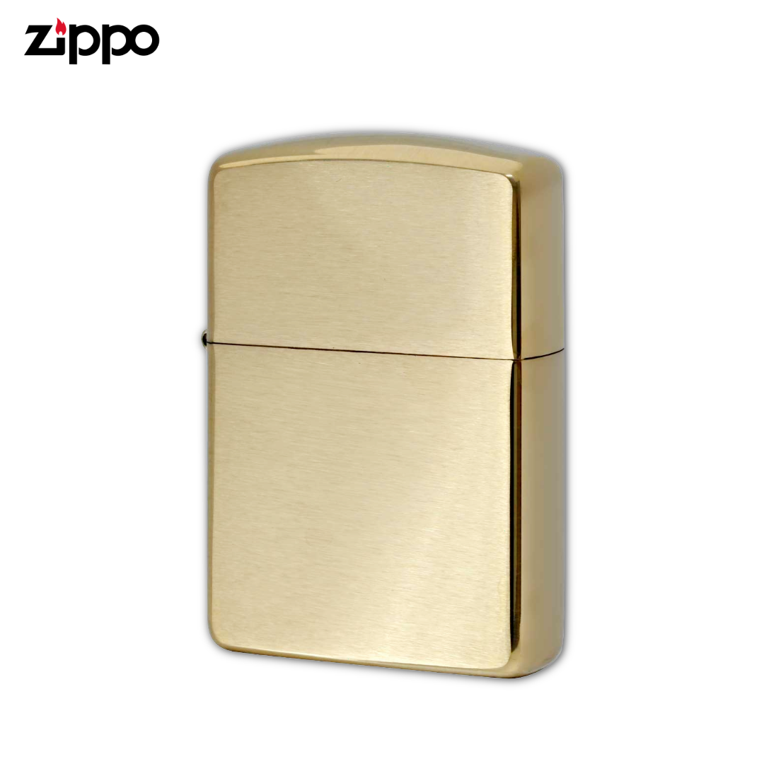 Zippo 168 Armor Brushed Brass Lighter | Clear-Coated Brass