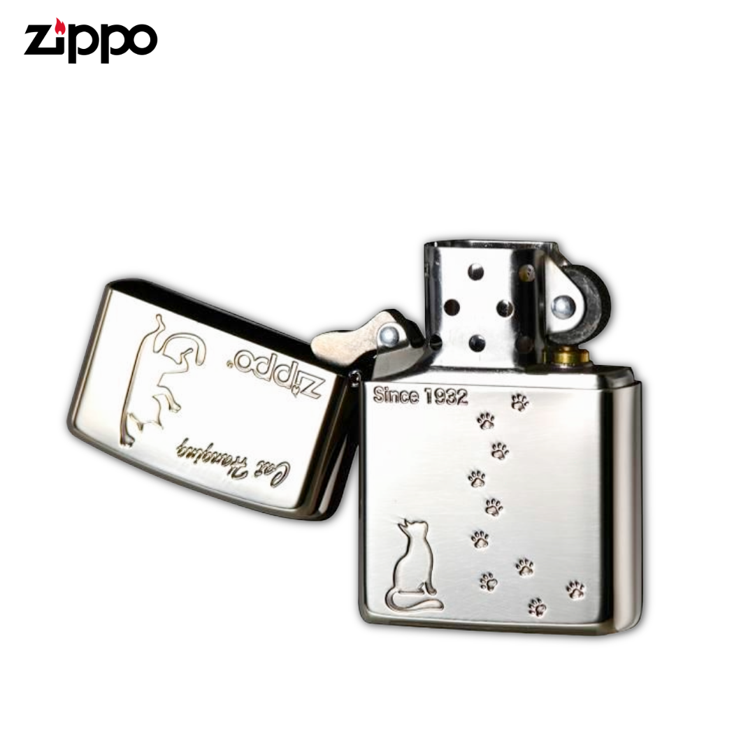 Zippo 2NI-CATHANG2 Cat Hanging Lighter | Antiqued Nickel Etching
