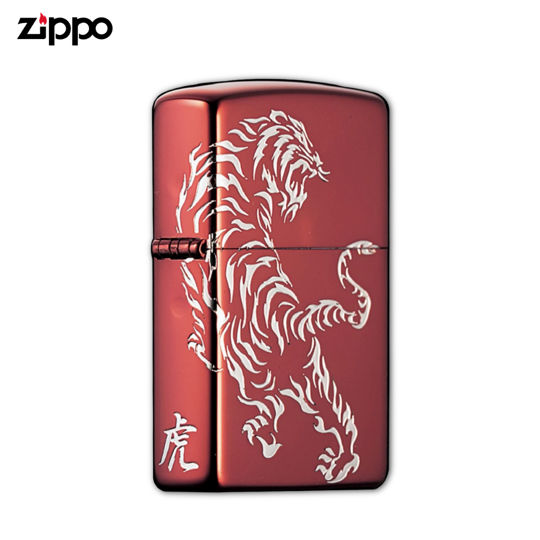 Zippo 2REDS-TIGER タイガー レッドイオンコート ライター 日本 龍 虎 彫刻 コレクタブル ZIPPO