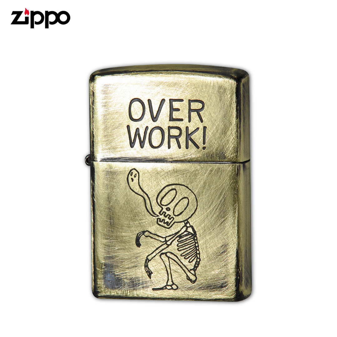 Zippo 2UDB-OVER Over Work Skull Lighter | Used Brass Etching