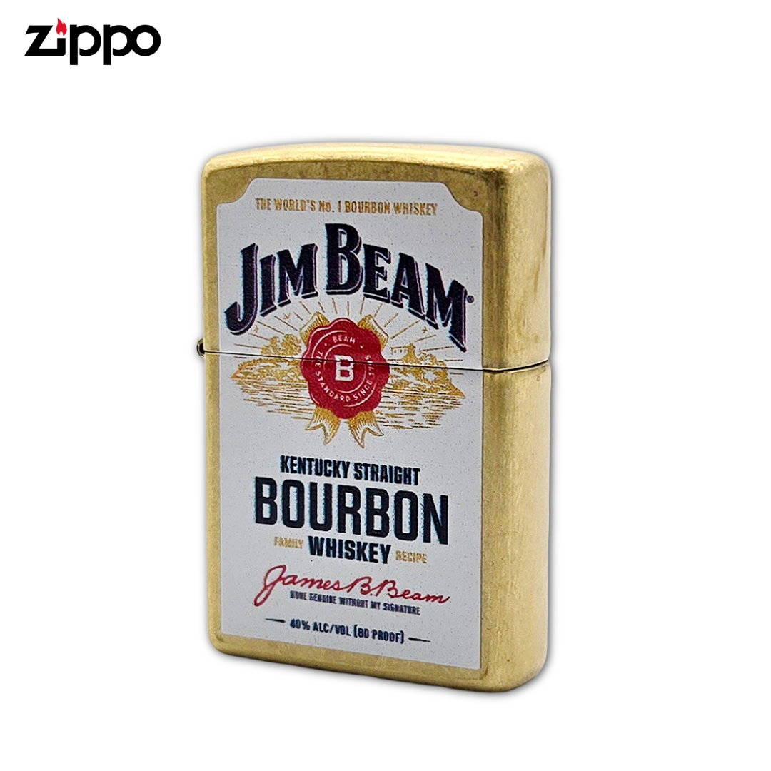 Zippo 46305 Jim Beam Label Design Lighter | Street Brass Color Image