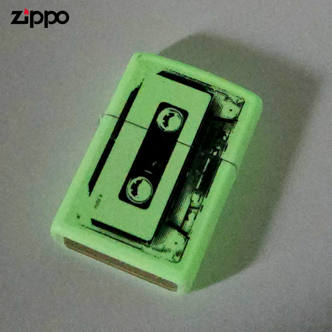 Zippo 46429 Cassette Tape Glow-in-the-Dark Lighter | Two-Sided Design