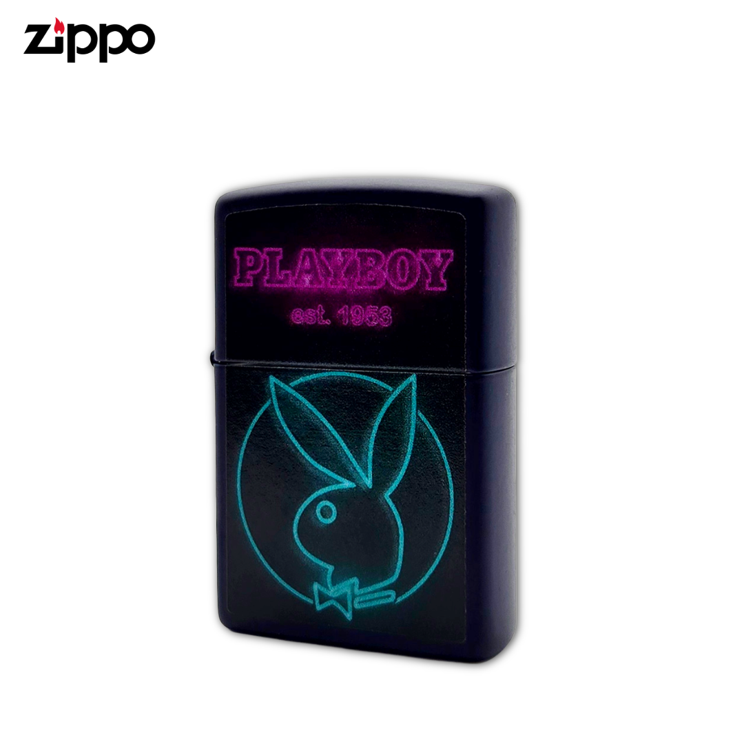 Zippo 46786 Playboy Neon Rabbit Head Lighter | Navy Matte Color Image