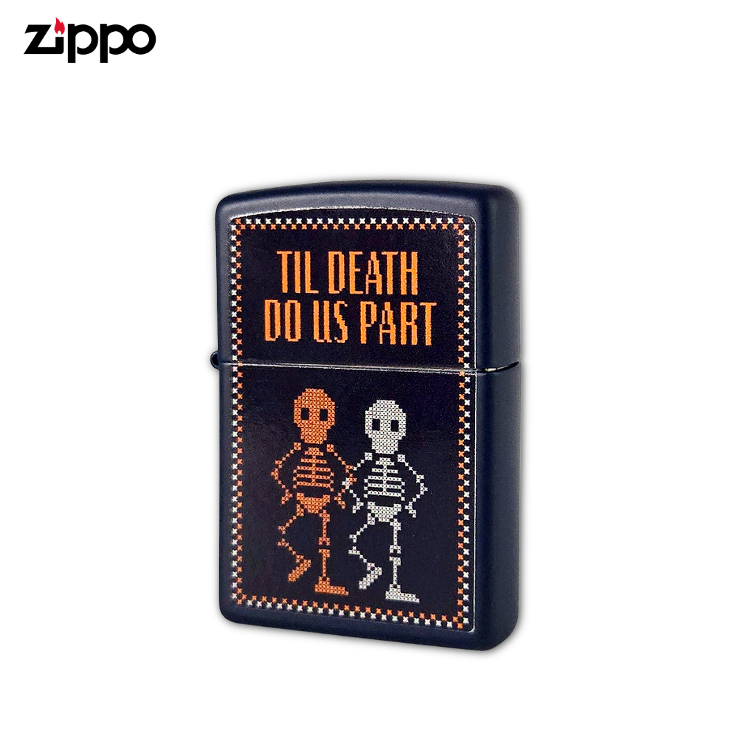 Zippo 47119 Til Death Do Us Part Navy Matte Skeleton Lighter
