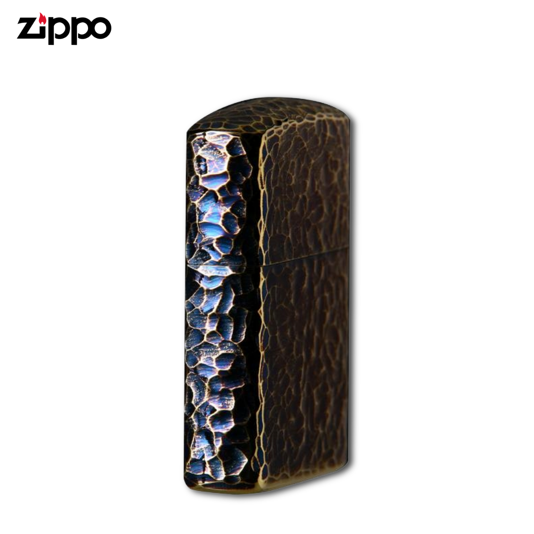 Zippo Armor 162GI-Z5HAMMER2 Hammered Gold Plated Lighter – 5 Side Finish